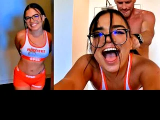 Hooters Pincérnő Jön Át Munka Után, Seggét Keményen Megdugatják